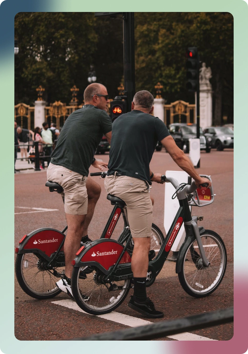 two ebikes and riders on ride-share program electric bicycles